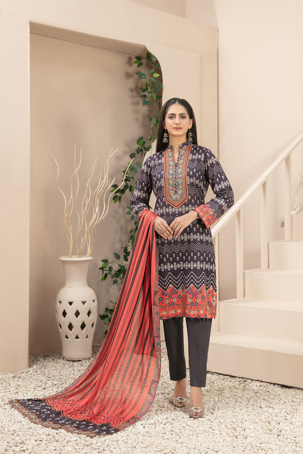 Tawakkal Fabrics 3 Piece Stitched Digital Printed Slub Lawn Suit - D-3603