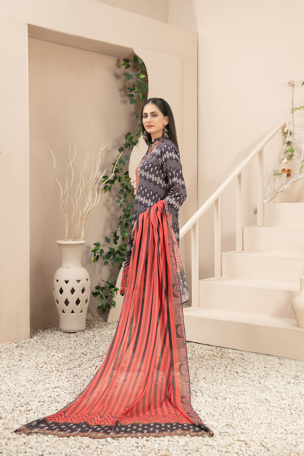 Tawakkal Fabrics 3 Piece Stitched Digital Printed Slub Lawn Suit - D-3603