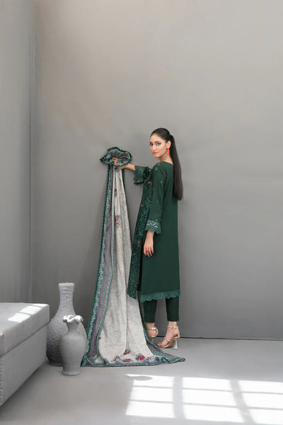 Tawakkal Fabrics 3 Piece Stitched Fancy Embroidered Slub Viscose Suit - D-3618