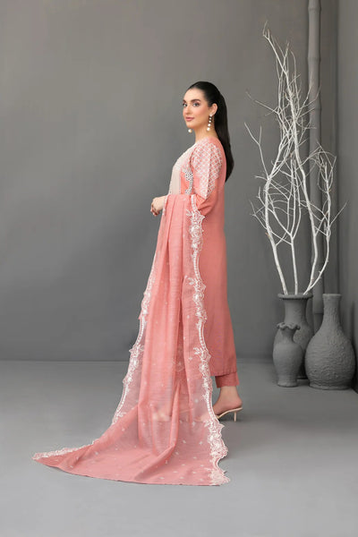 Tawakkal Fabrics 3 Piece Stitched Fancy Embroidered Slub Viscose Suit - D-3619