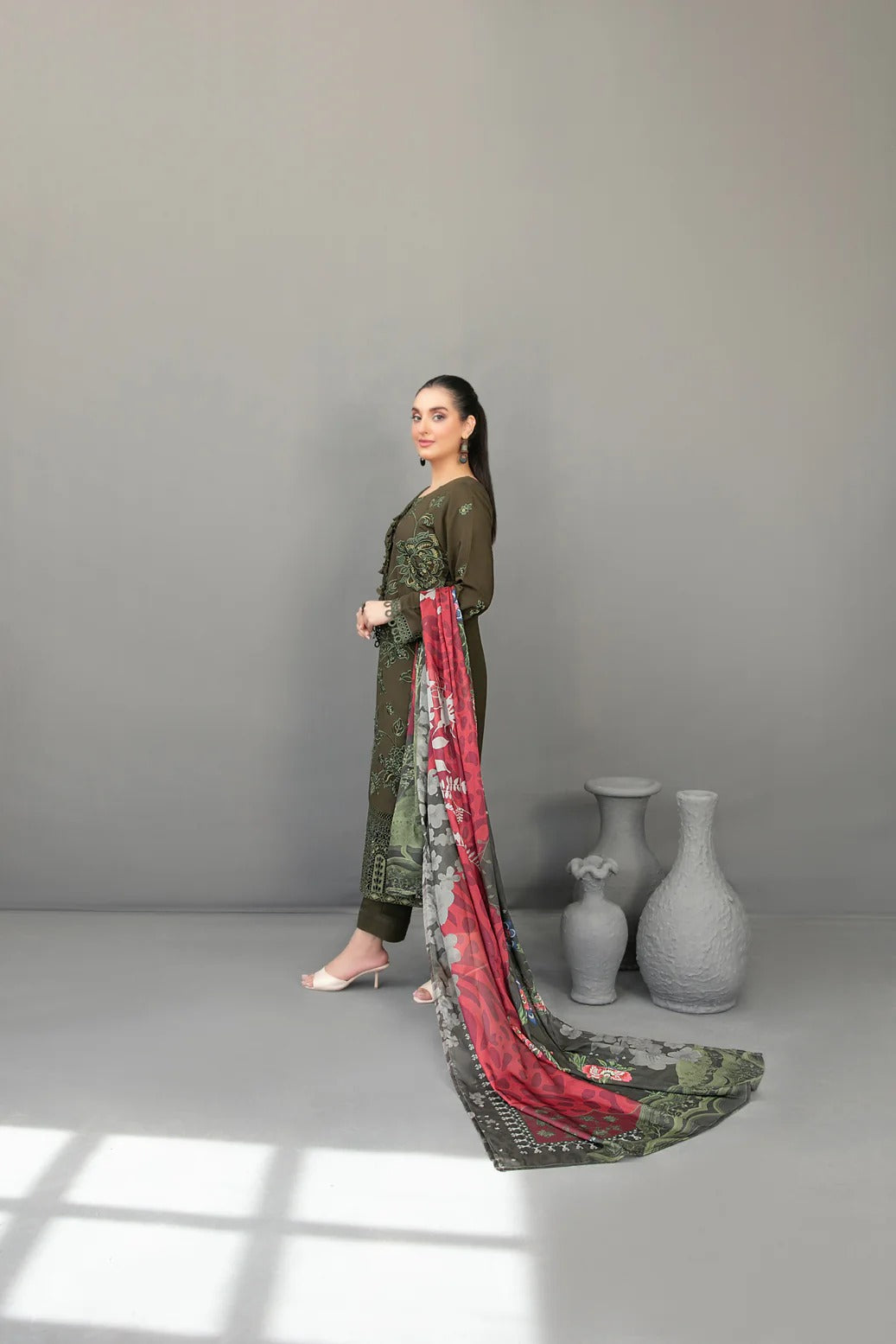 Tawakkal Fabrics 3 Piece Stitched Fancy Embroidered Slub Viscose Suit - D-3620