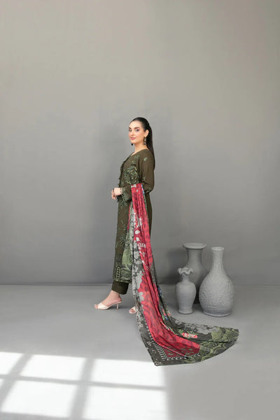 Tawakkal Fabrics 3 Piece Stitched Fancy Embroidered Slub Viscose Suit - D-3620