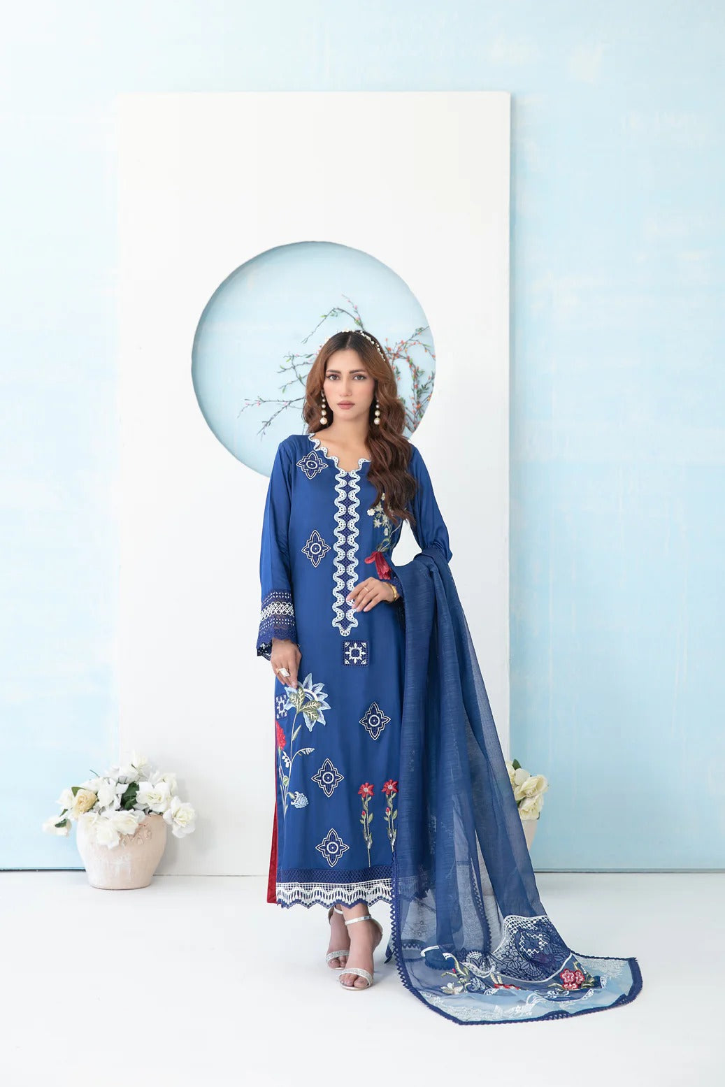 Tawakkal Fabrics 3 Piece Stitched Fancy Embroidered Belgian Viscose Suit - D-3625