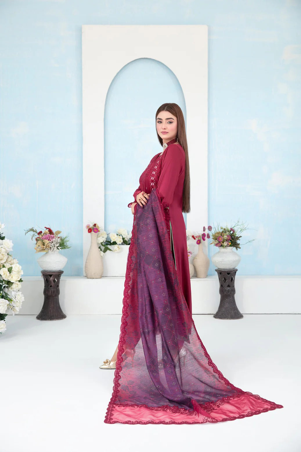 Tawakkal Fabrics 3 Piece Stitched Fancy Embroidered Belgian Viscose Suit - D-3626