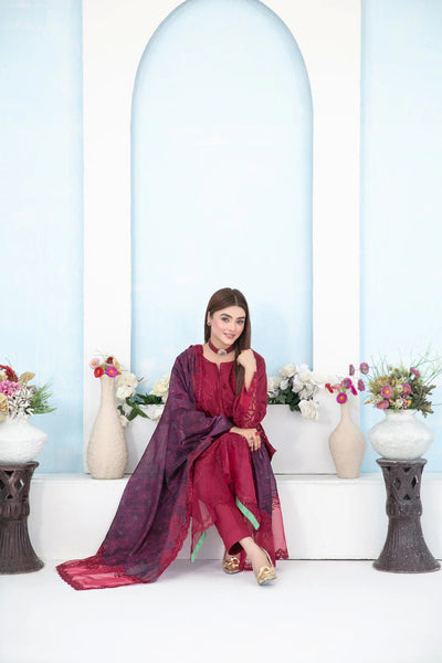 Tawakkal Fabrics 3 Piece Stitched Fancy Embroidered Belgian Viscose Suit - D-3626