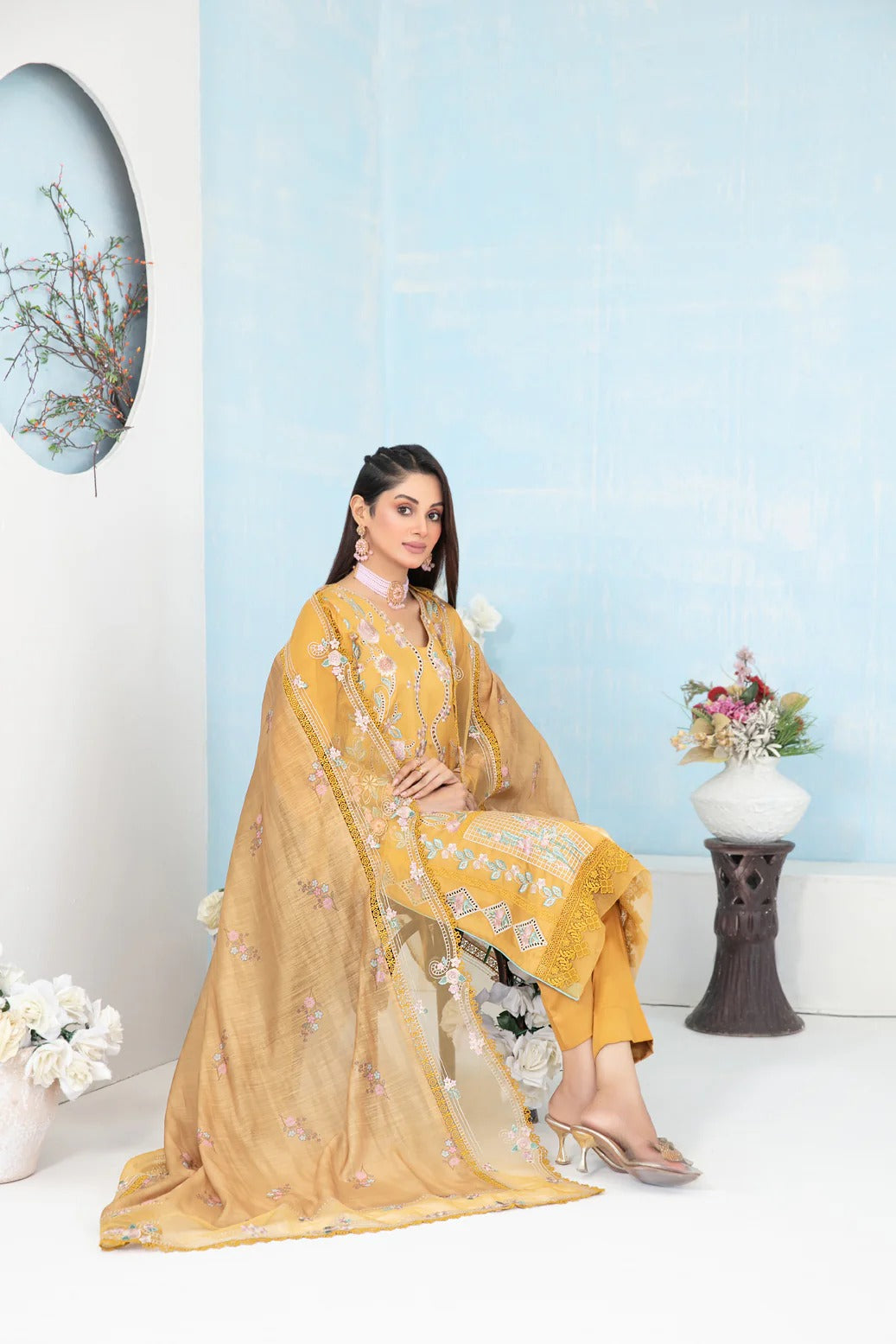 Tawakkal Fabrics 3 Piece Stitched Fancy Embroidered Belgian Viscose Suit - D-3628