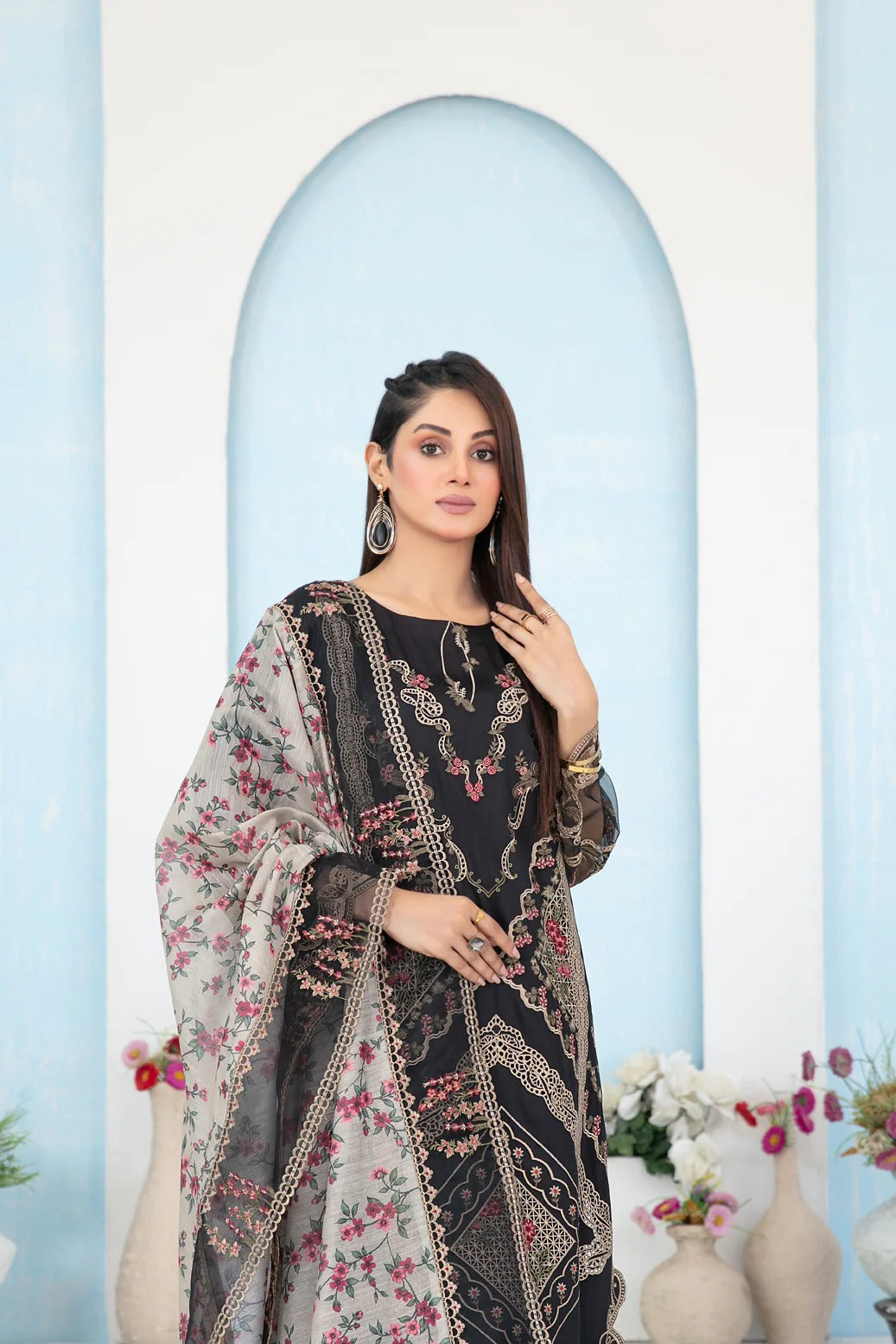 Tawakkal Fabrics 3 Piece Stitched Fancy Embroidered Belgian Viscose Suit - D-3630