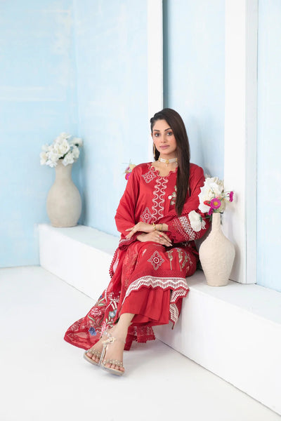 Tawakkal Fabrics 3 Piece Stitched Fancy Embroidered Belgian Viscose Suit - D-3631