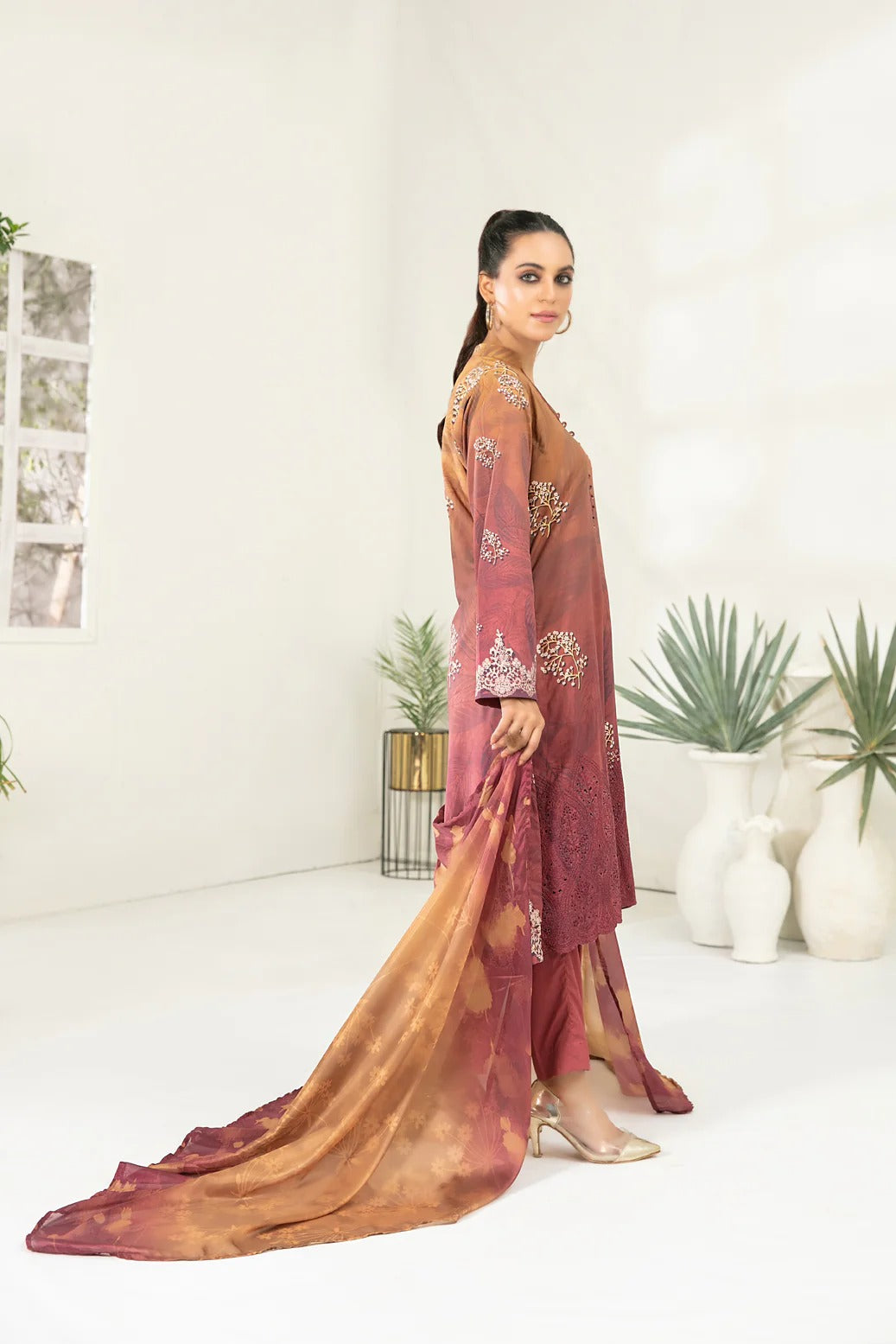 Tawakkal Fabrics 3 Piece Stitched Embroidered Digital Printed Viscose Suit - D-3683