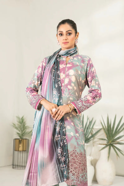 Tawakkal Fabrics 3 Piece Stitched Embroidered Digital Printed Viscose Suit - D-3685