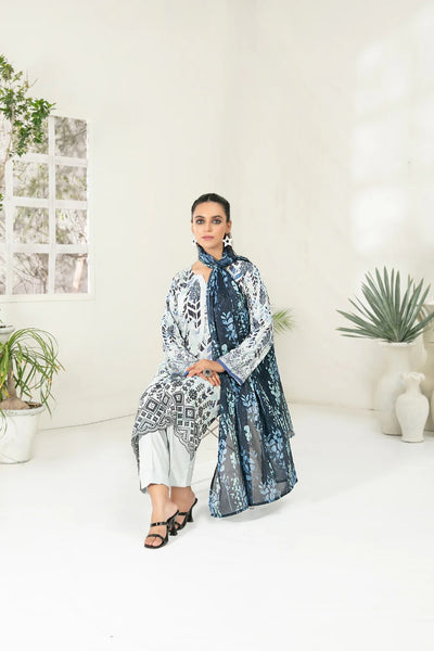 Tawakkal Fabrics 3 Piece Stitched Embroidered Digital Printed Viscose Suit - D-3687