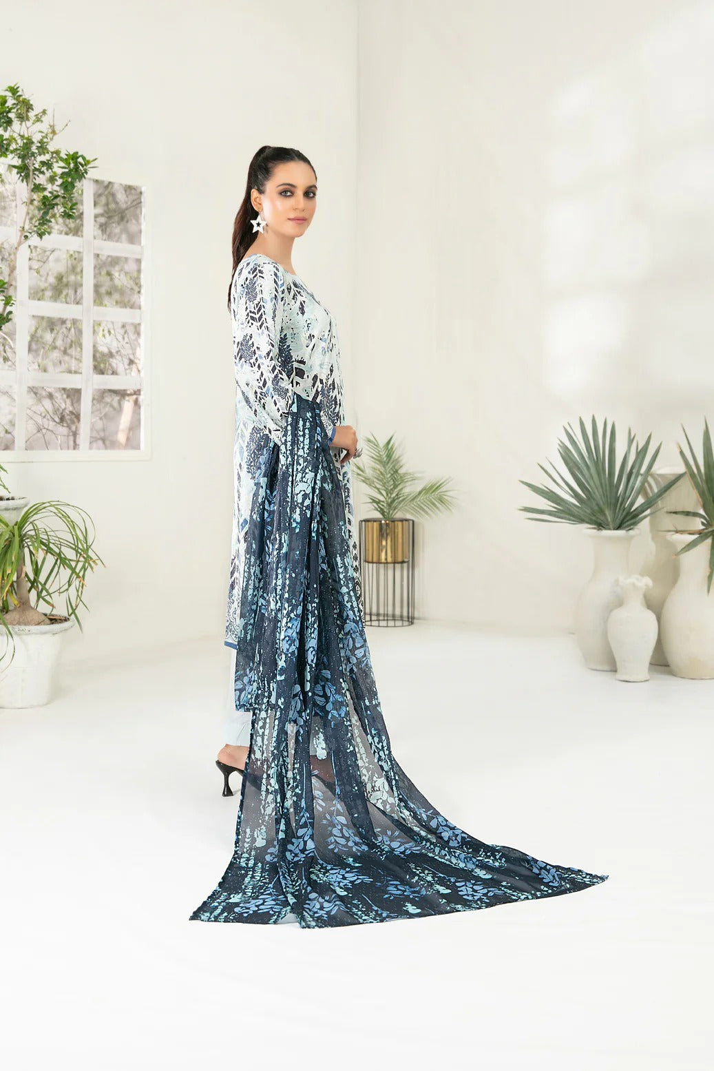 Tawakkal Fabrics 3 Piece Stitched Embroidered Digital Printed Viscose Suit - D-3687