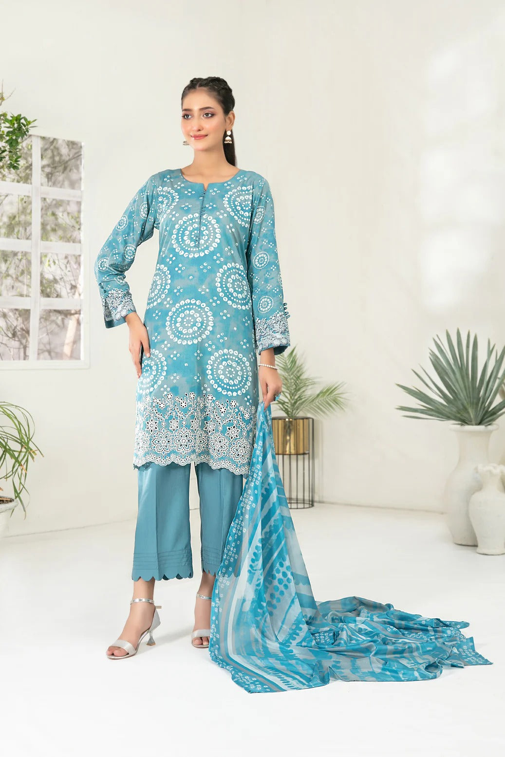 Tawakkal Fabrics 3 Piece Stitched Embroidered Digital Printed Viscose Suit - D-3688