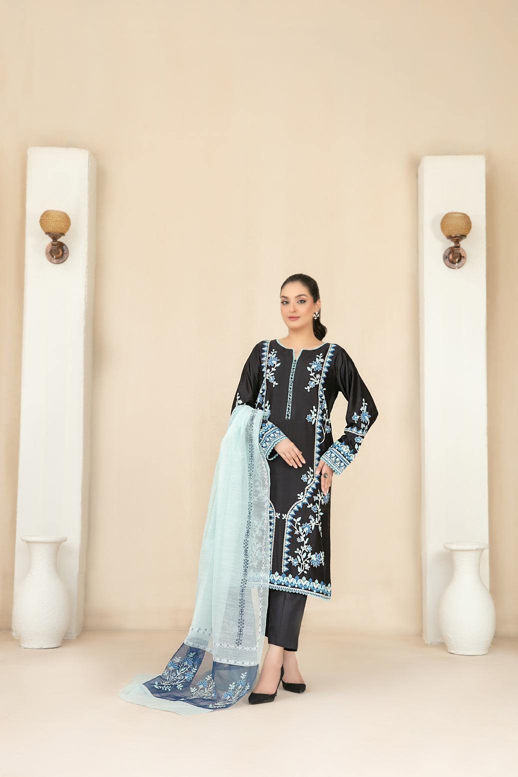 Tawakkal Fabrics 3 Piece Stitched Fancy Embroidered Belgian Viscose Suit - D-3708