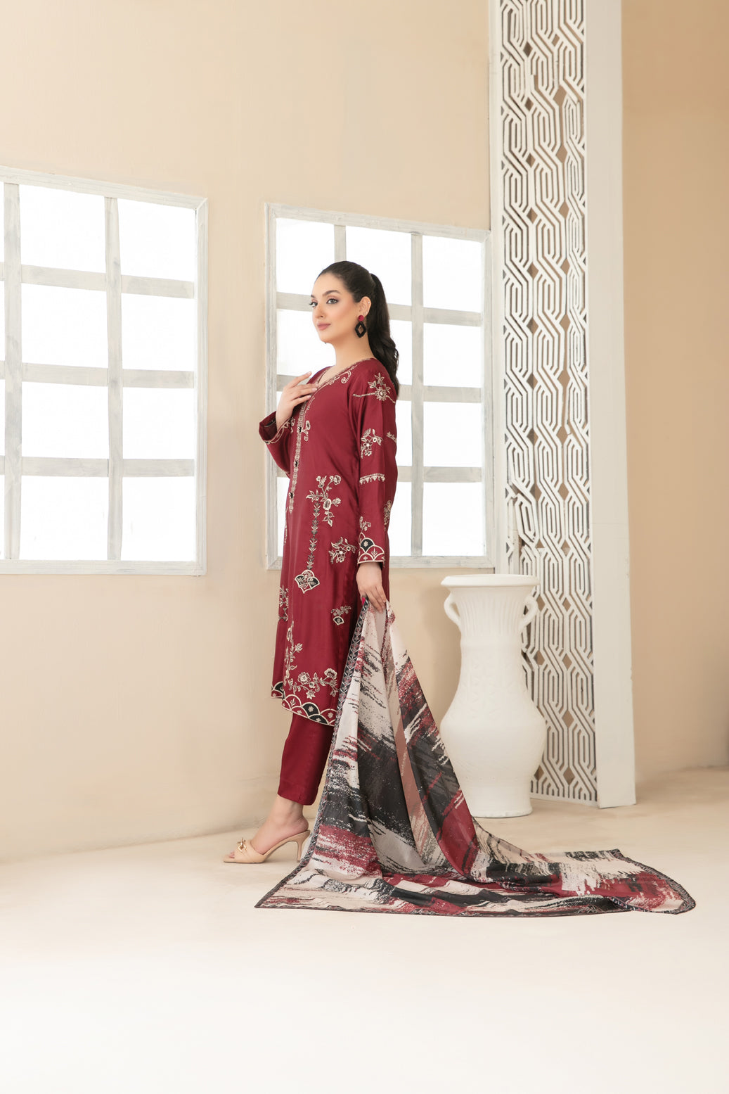 Tawakkal Fabrics 3 Piece Stitched Fancy Embroidered Belgian Viscose Suit - D-3709