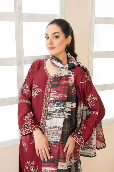 Tawakkal Fabrics 3 Piece Stitched Fancy Embroidered Belgian Viscose Suit - D-3709