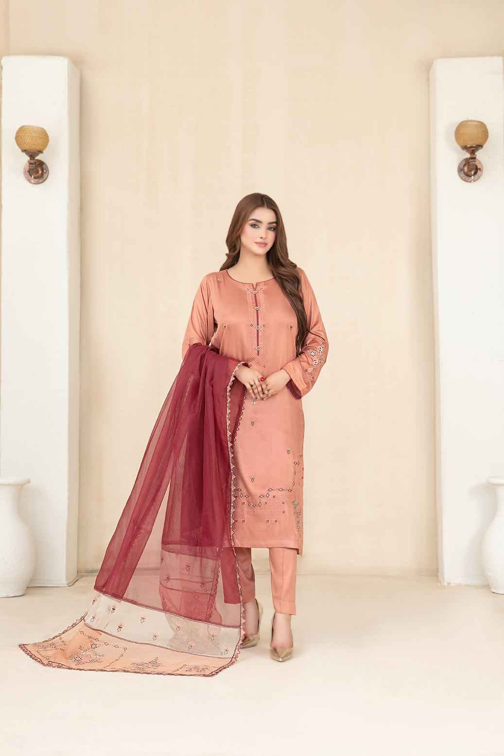 Tawakkal Fabrics 3 Piece Stitched Fancy Embroidered Belgian Viscose Suit - D-3710