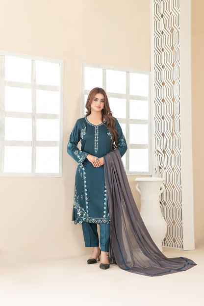 Tawakkal Fabrics 3 Piece Stitched Fancy Embroidered Belgian Viscose Suit - D-3711