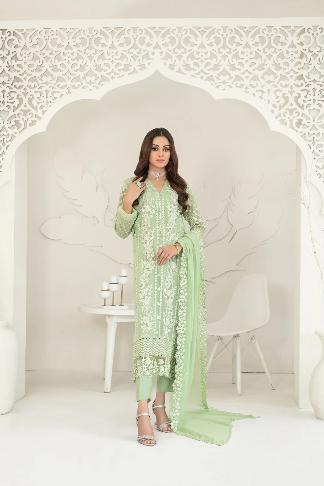 Tawakkal Fabrics 3 Piece Stitched Fancy Embroidered Chiffon Suit - D-3739