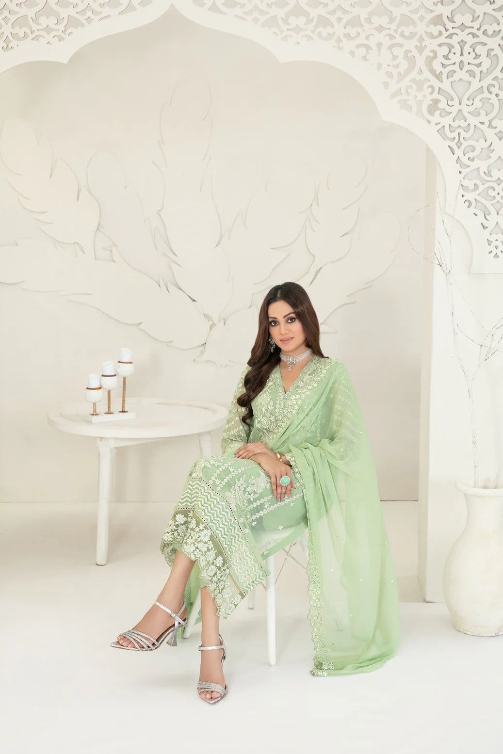 Tawakkal Fabrics 3 Piece Stitched Fancy Embroidered Chiffon Suit - D-3739