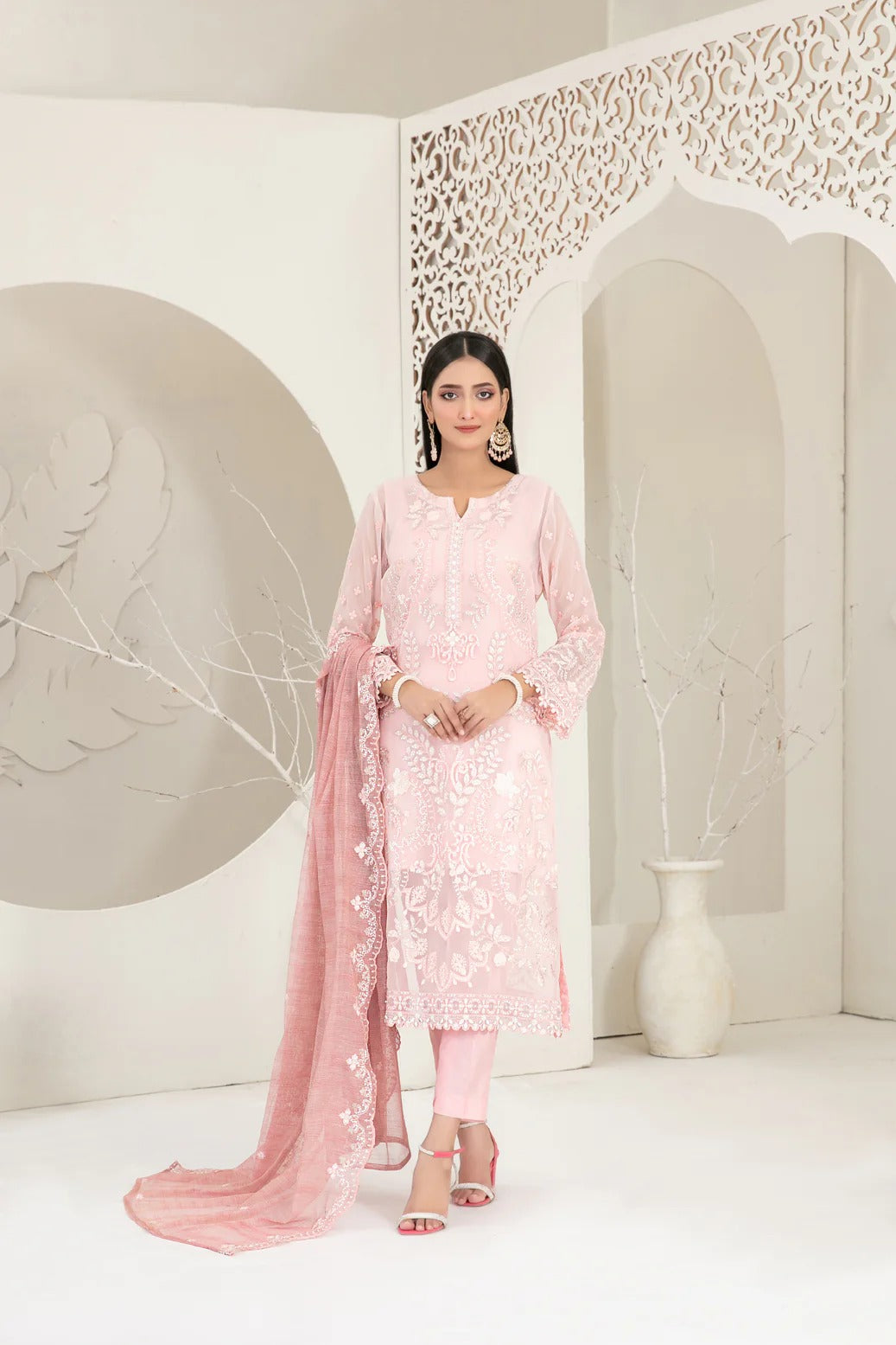 Tawakkal Fabrics 3 Piece Stitched Fancy Embroidered Chiffon Suit - D-3740