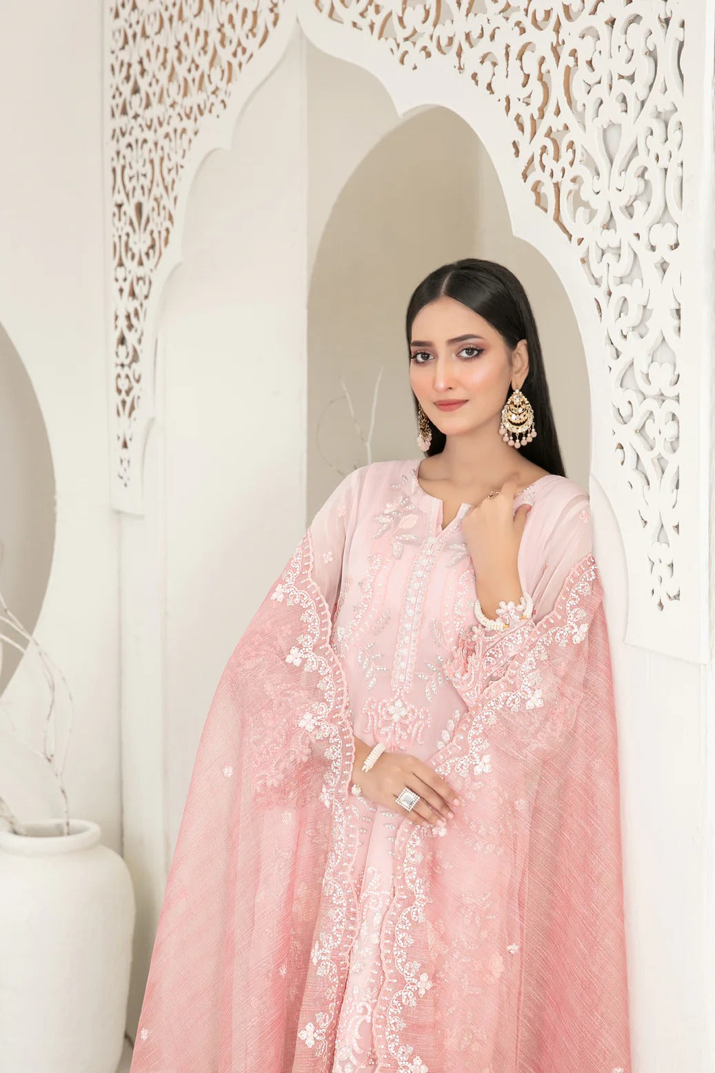 Tawakkal Fabrics 3 Piece Stitched Fancy Embroidered Chiffon Suit - D-3740