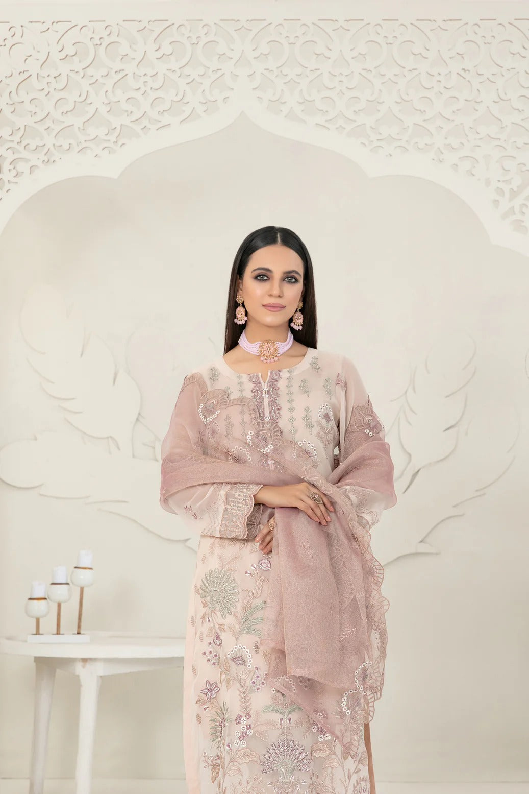 Tawakkal Fabrics 3 Piece Stitched Fancy Embroidered Chiffon Suit - D-3741