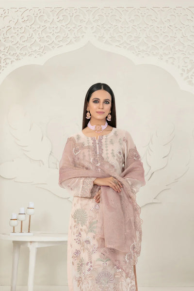 Tawakkal Fabrics 3 Piece Stitched Fancy Embroidered Chiffon Suit - D-3741