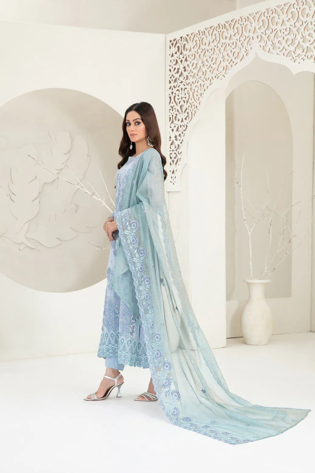 Tawakkal Fabrics 3 Piece Stitched Fancy Embroidered Chiffon Suit - D-3743