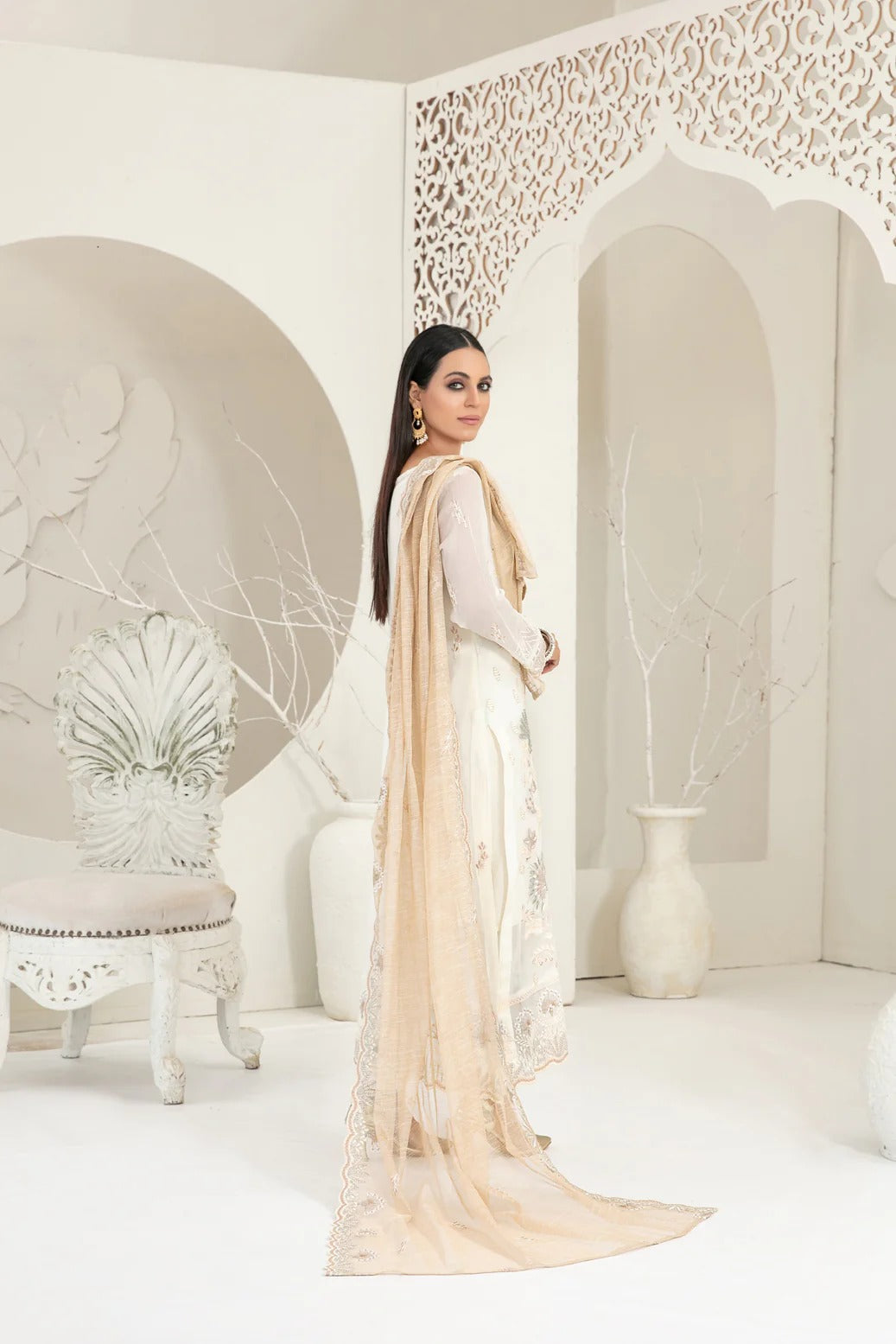 Tawakkal Fabrics 3 Piece Stitched Fancy Embroidered Chiffon Suit - D-3744