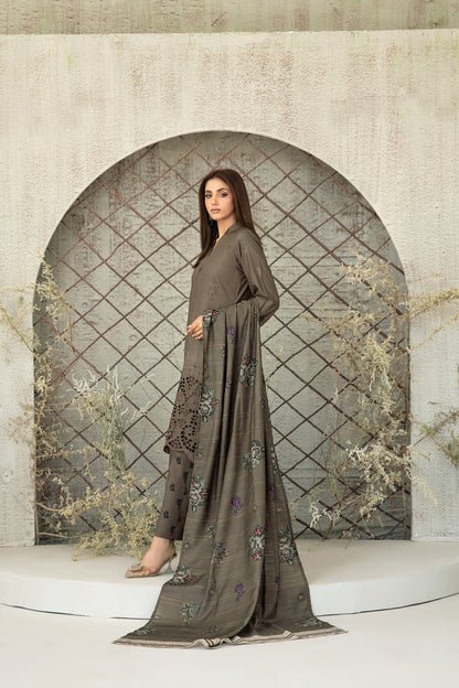 Tawakkal Fabrics 3 Piece Stitched Schiffli Embroidered Staple Suit - D-3756