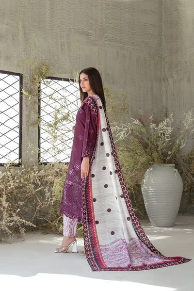 Tawakkal Fabrics 3 Piece Stitched Schiffli Embroidered Staple Suit - D-3762