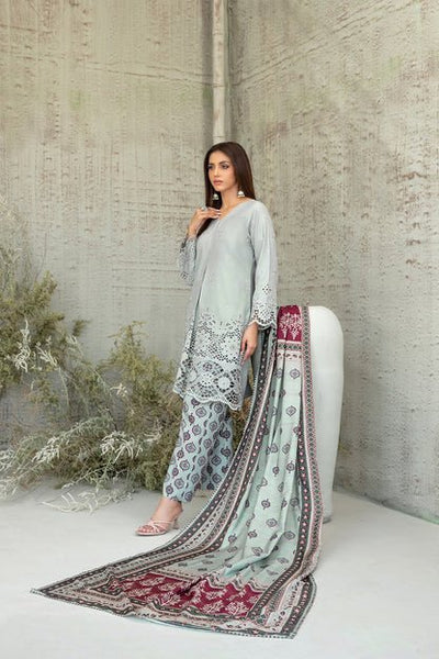 Tawakkal Fabrics 3 Piece Stitched Schiffli Embroidered Staple Suit - D-3763