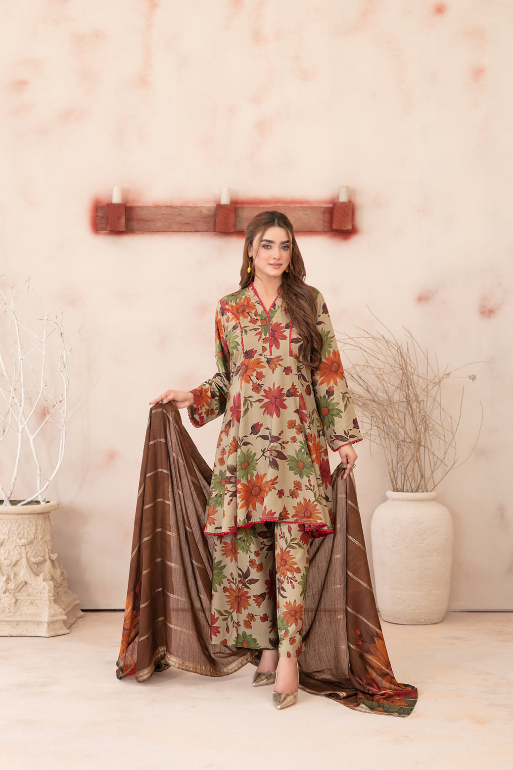 Tawakkal Fabrics 3 Piece Stitched Digital Printed Staple Suit - D-3786