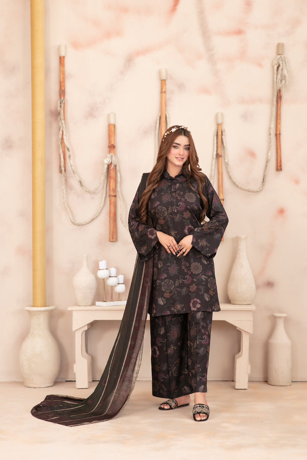 Tawakkal Fabrics 3 Piece Stitched Digital Printed Staple Suit - D-3789