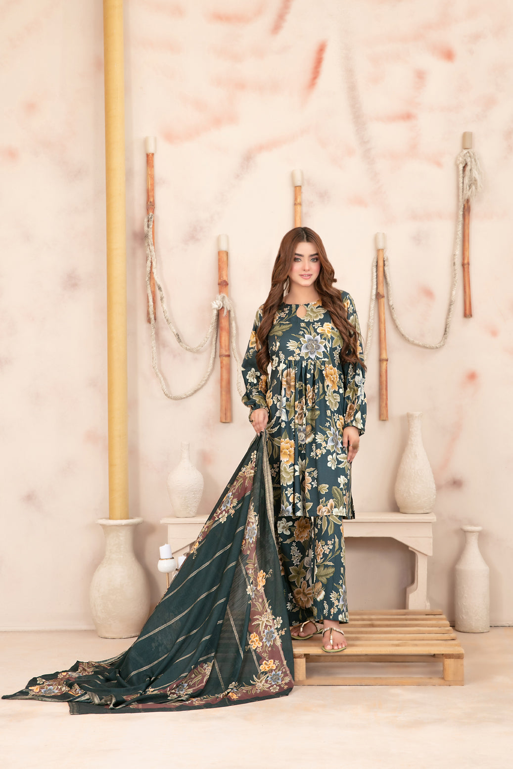 Tawakkal Fabrics 3 Piece Stitched Digital Printed Staple Suit - D-3790