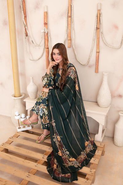 Tawakkal Fabrics 3 Piece Stitched Digital Printed Staple Suit - D-3790