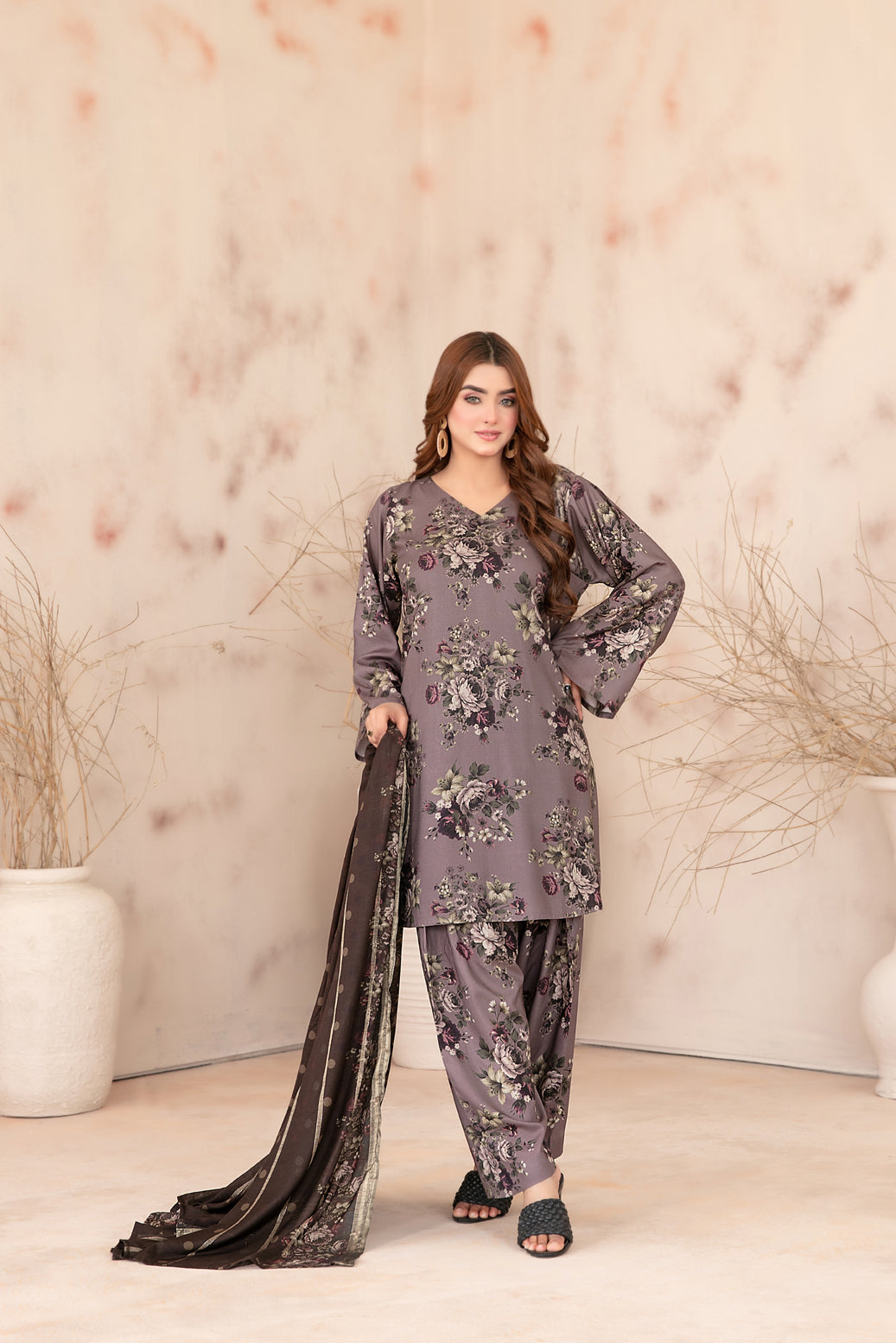 Tawakkal Fabrics 3 Piece Stitched Digital Printed Staple Suit - D-3791