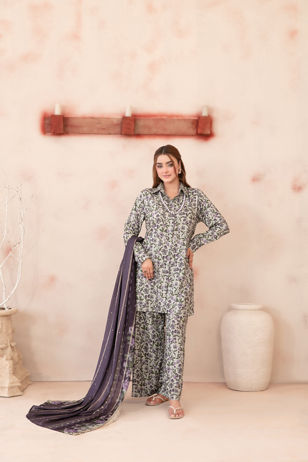 Tawakkal Fabrics 3 Piece Stitched Digital Printed Staple Suit - D-3792