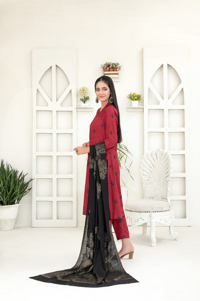 Tawakkal Fabrics 3 Piece Stitched Fancy Embroidered Zari Khaddar Suit - D-3859