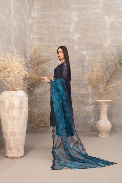 Tawakkal Fabrics 3 Piece Stitched Fancy Heavy Embroidered Net Suit - D-3895