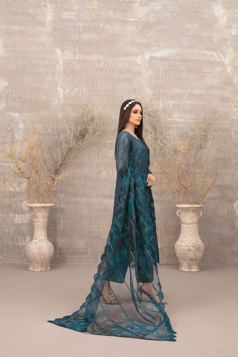 Tawakkal Fabrics 3 Piece Stitched Fancy Heavy Embroidered Net Suit - D-3899