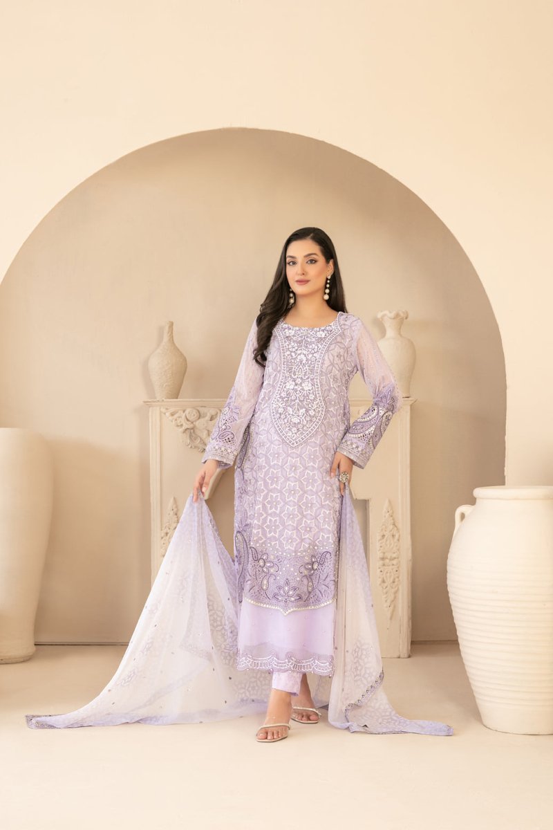 Tawakkal Fabrics 3 Piece Stitched Fancy Exclusive Embroidered Chiffon Suit - D-3940