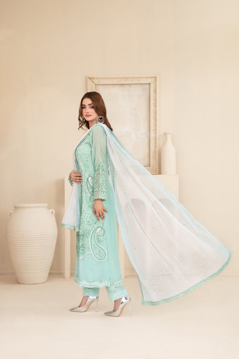 Tawakkal Fabrics 3 Piece Stitched Fancy Exclusive Embroidered Chiffon Suit - D-3941