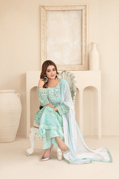 Tawakkal Fabrics 3 Piece Stitched Fancy Exclusive Embroidered Chiffon Suit - D-3941