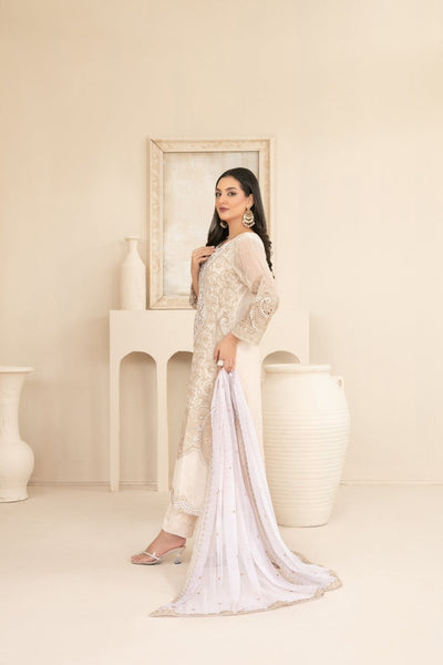 Tawakkal Fabrics 3 Piece Stitched Fancy Exclusive Embroidered Chiffon Suit - D-3944