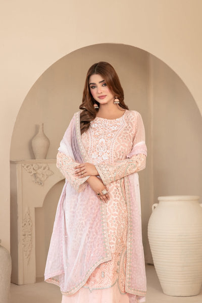 Tawakkal Fabrics 3 Piece Stitched Fancy Exclusive Embroidered Chiffon Suit - D-3945