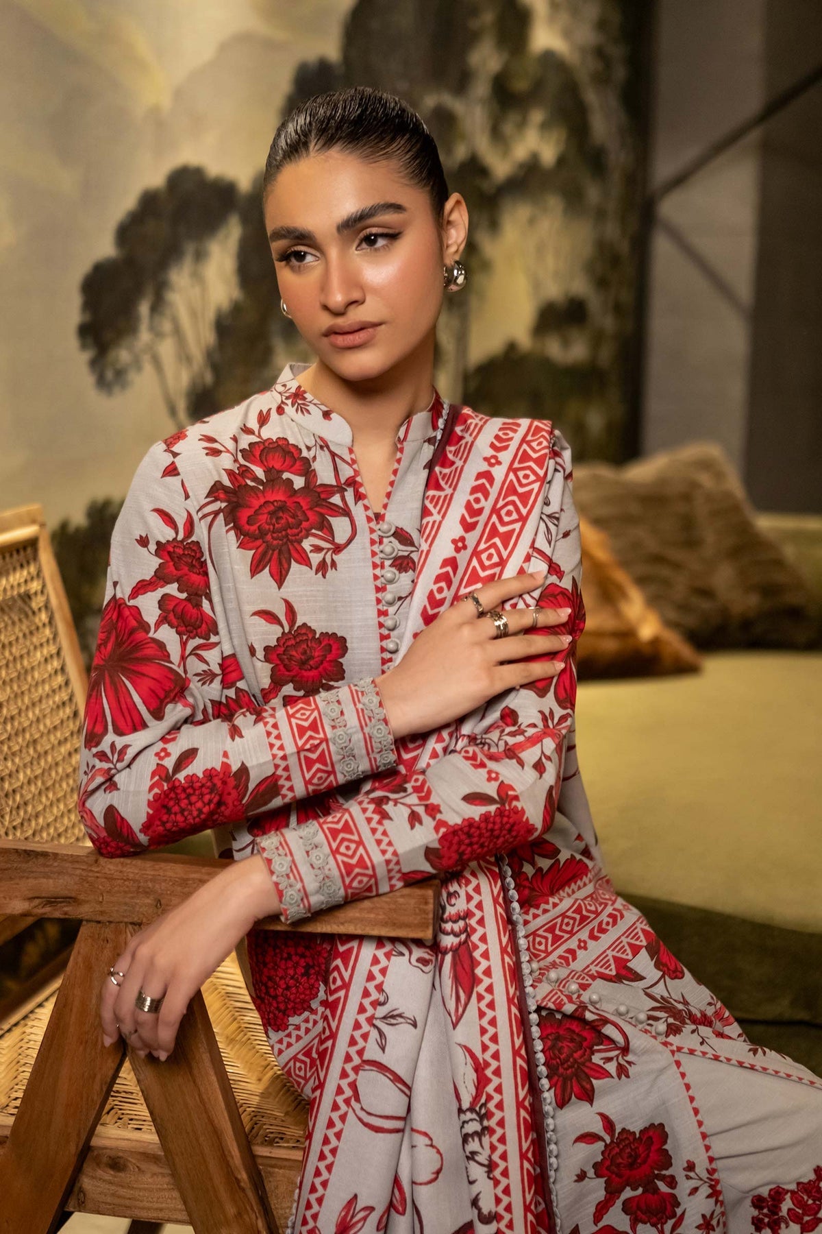 Maria. B 3 Pc Unstitched Printed Khaddar Suit D-503-A