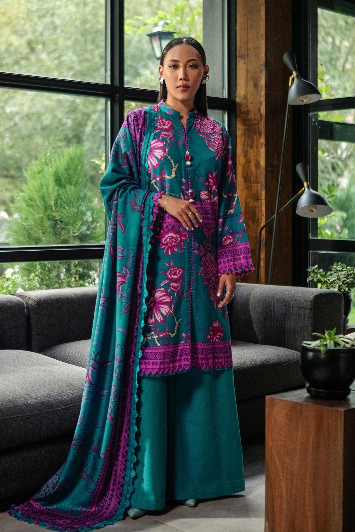 Maria. B 3 Pc Unstitched Printed Khaddar Suit D-503-B