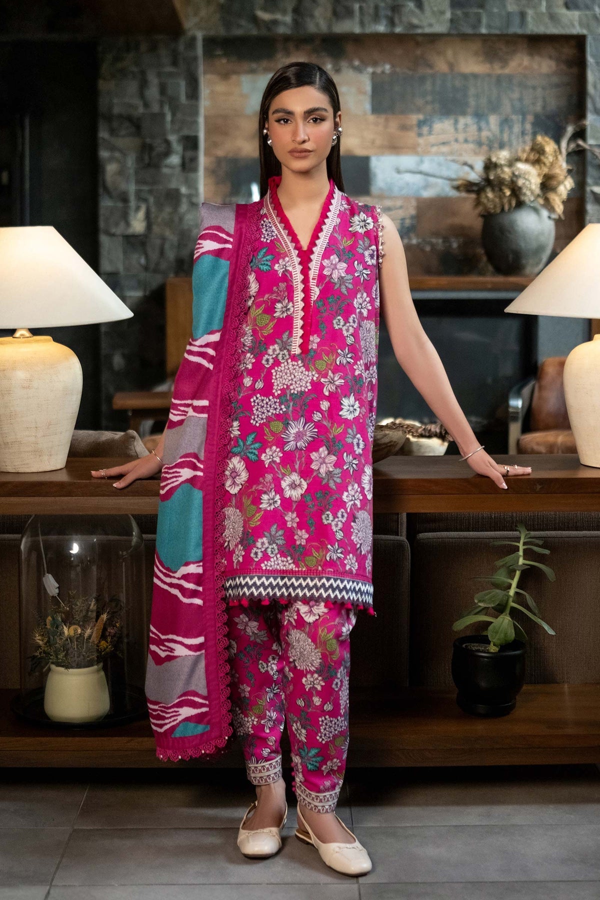 Maria. B 3 Pc Unstitched Printed Khaddar Suit D-504-A